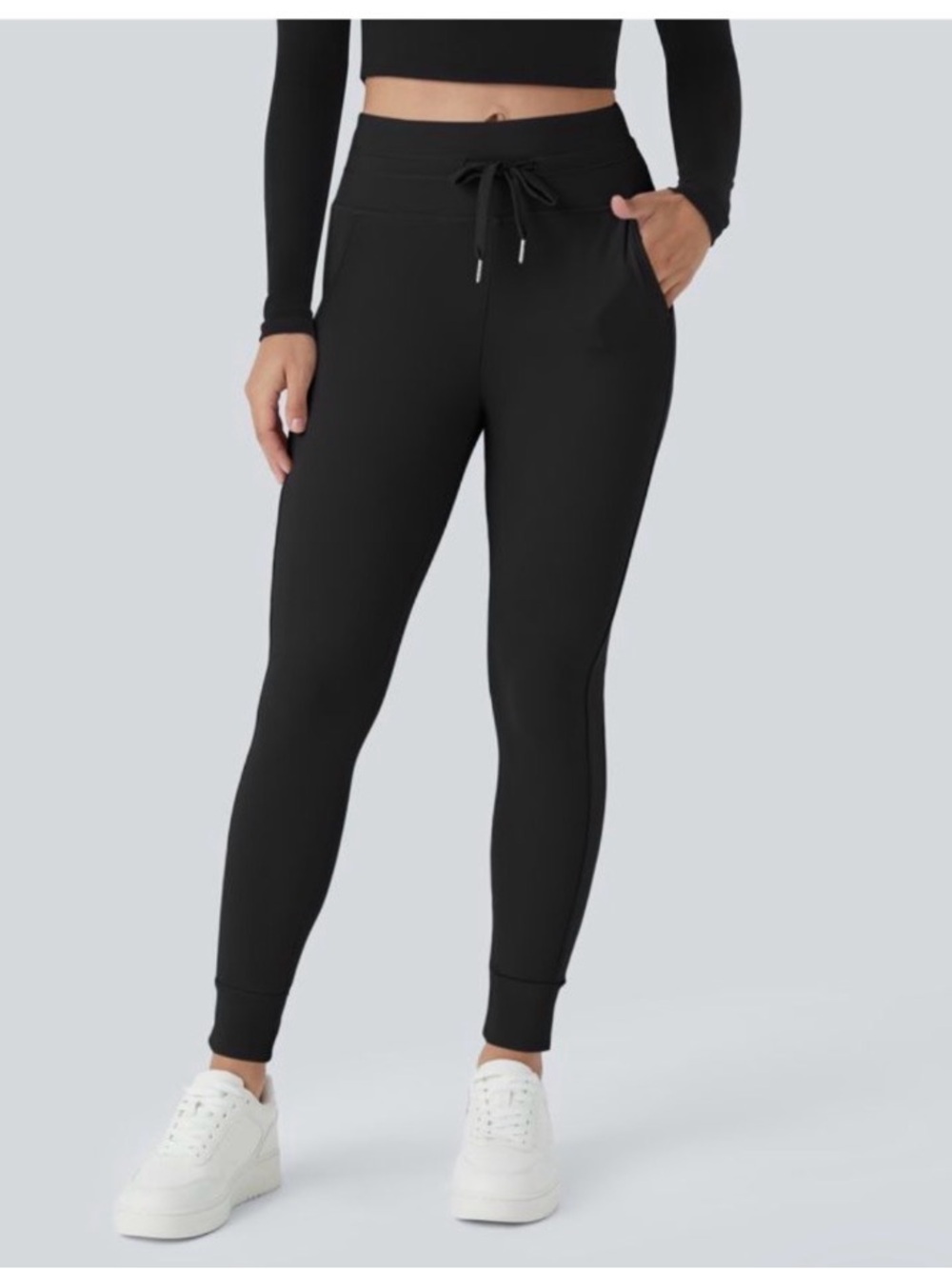 HALARA Black High-Rise Drawstring Jogger Pants